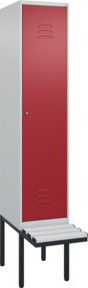 C+P Spind Classic PLUS Garderobenschrank mit Sitzbank, 1 Abteil, Lichtgrau, B/T/H: 212 x 40 x 81,5 cm - Bild 1
