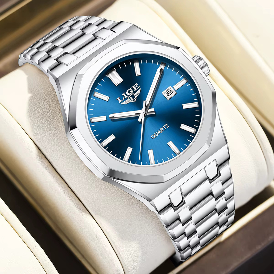 LIGE Armbanduhr Quarz, Edelstahl, Grün, Herren - Bild 2