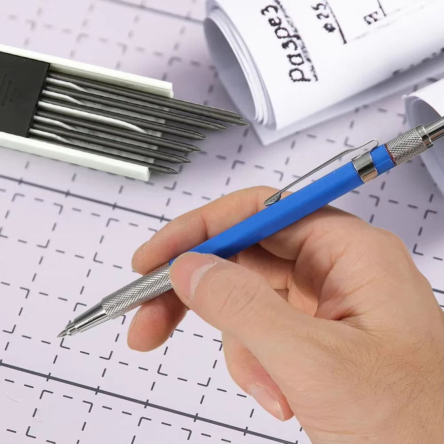 Mechanischer Bleistift für Zeichnungen und Büro mit 2mm 2B Mine in Blau - Bild 2
