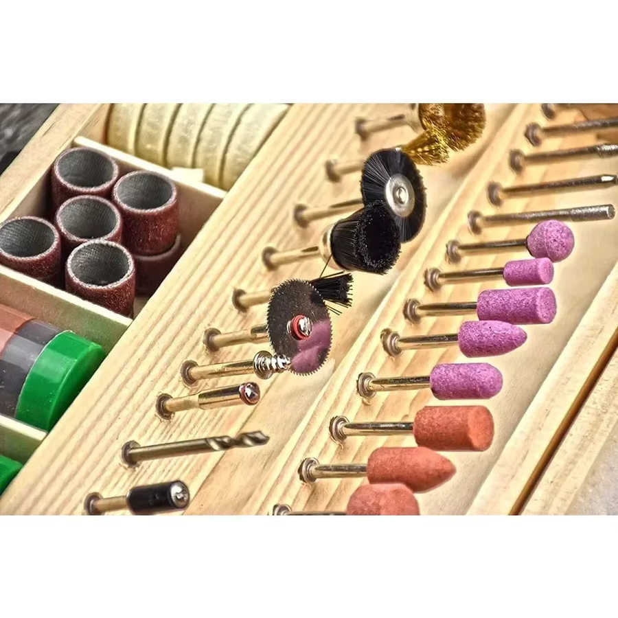 Skeyo 100-teiliges Bit-Set für elektrisches Drehwerkzeug zum Schleifen, Polieren und Schnitzen, 1/8-Zoll-Griff, Multicolor - Bild 2