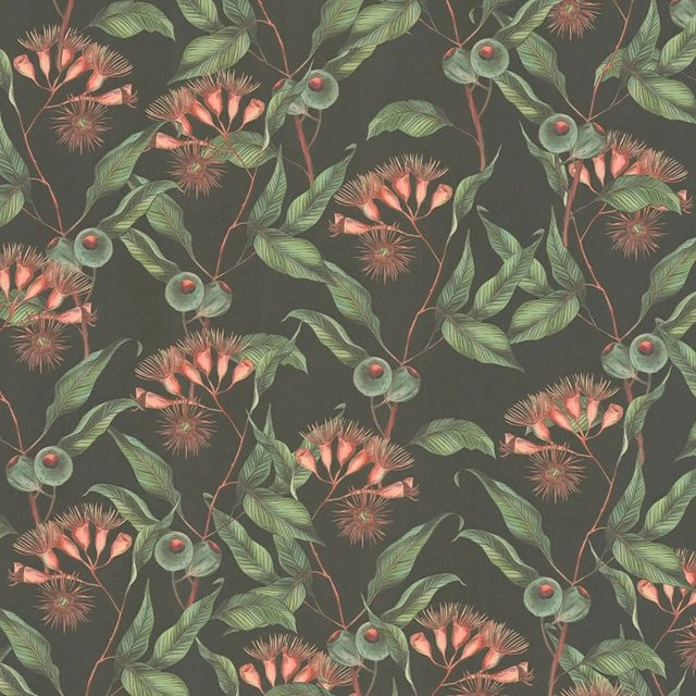 Profhome Blumen Tapete Floral Matt in Schwarz Grün Rot, Breite: 0,53 m, Länge: 10,05 m - Bild 1