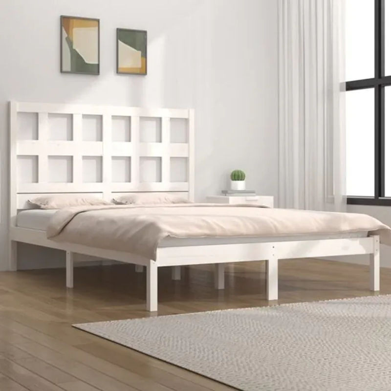 Massivholzbett Vidaxl aus Kiefernholz in Weiß, Modernes Landhausdesign, B/T: 200 x 200 cm - Bild 1