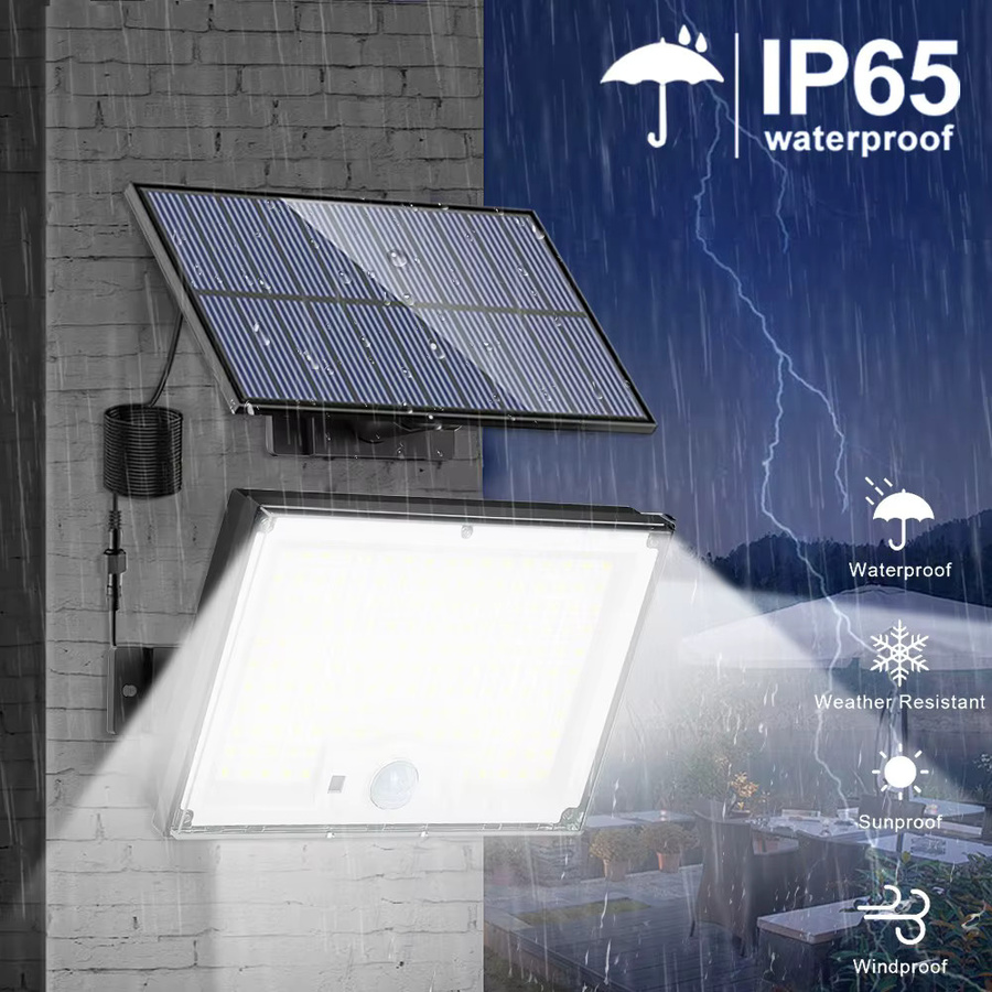Wasserdichte Solar-Flutlichter mit 318 LEDs und Bewegungsmelder in Weiß und Schwarz für Garten und Terrasse - Bild 4