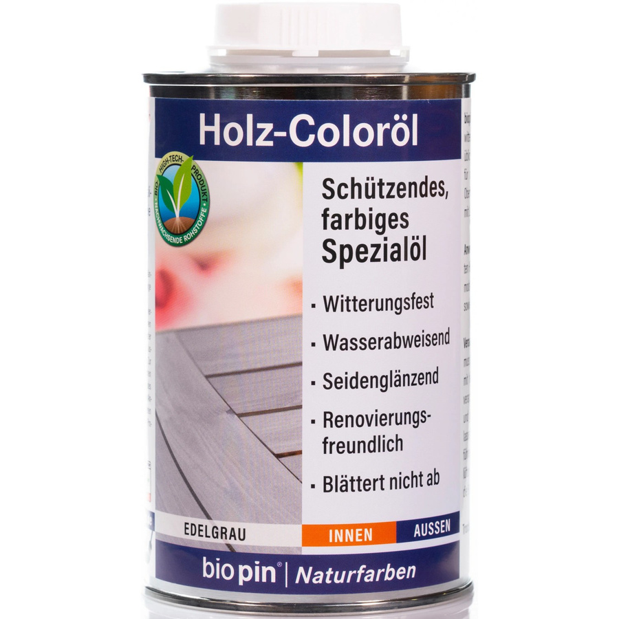 biopin Holz-Coloröl edelgrau mit Satin-Glanz, wasserabweisend und lebensmittelecht, 0,125 l - Bild 2