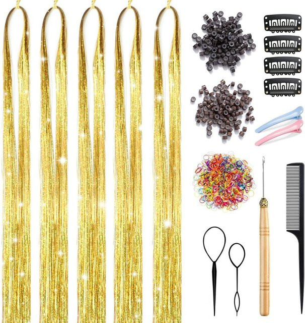 Free Carnival Haar-Lametta-Set, Gold, 47 Zoll, 1100 Stränge, Unisex - Bild 1