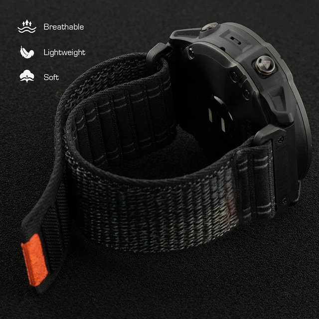 Uhrenarmband Nylon, Schwarz, Unisex, 22mm 26mm - Bild 1