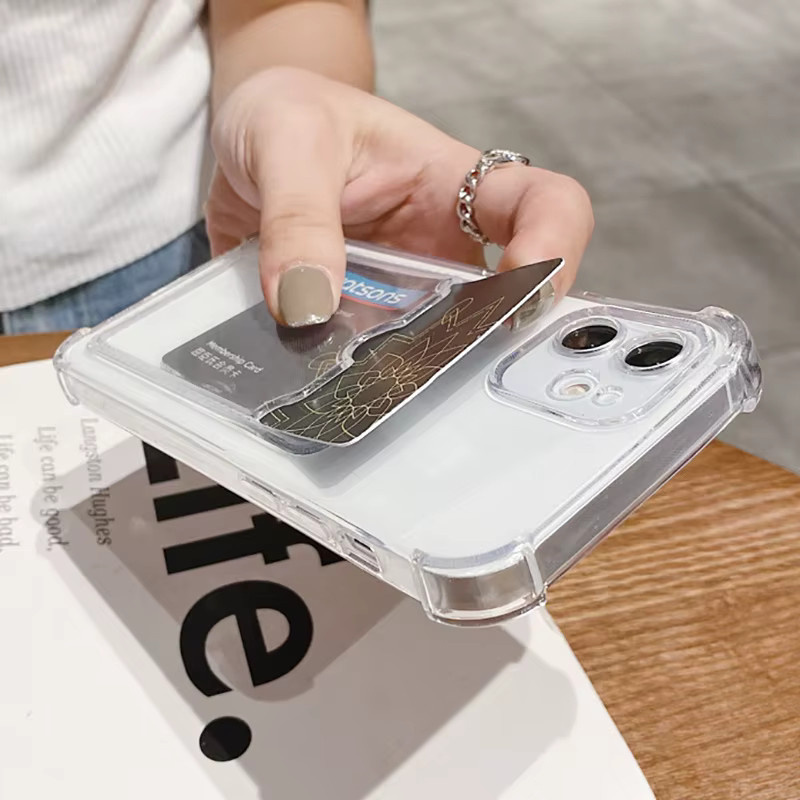Transparente Silikon-Schutzhülle mit Kartensteckplatz für Xiaomi Redmi Note 14 13 12 11 10 9 Pro Plus 5G und Redmi Note 12S 11S 10S - Bild 3