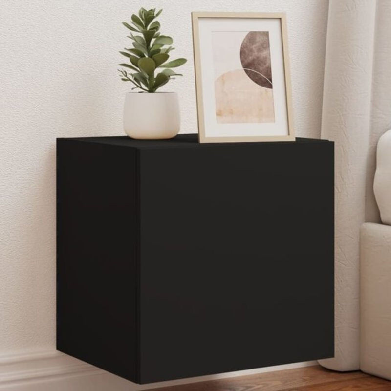 Vidaxl Set aus 2 modernen TV-Wandschränken mit LED-Leuchten in Schwarz aus Holzwerkstoff, B/T/H: 40,5 x 40 x 35 cm - Bild 1