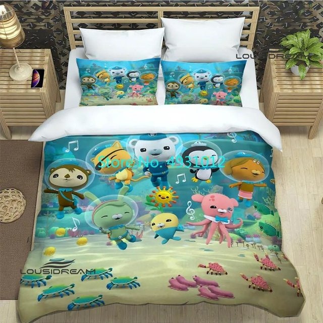 Anime Die Oktonauten Kinderbettwäsche-Set mit 3D-Druck für Jungen und Mädchen, bestehend aus Bettbezug, Steppdecke und Kissenbezug, B/H: 135 x 200 cm - Bild 1