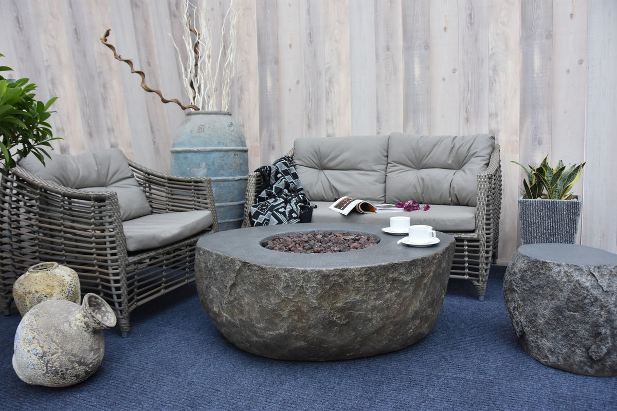 Elementi Gasfeuerstelle Vesuv als Feuertisch in Basalt-Optik, Grau, B/T/H: 90 x 90 x 41 cm - Bild 3