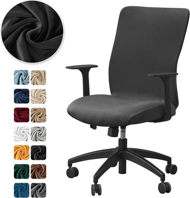 WANERQU Samt-Bürostuhlbezug, dehnbarer und weicher Sitzbezug für Drehstühle und Sessel, einfarbig - Bild 1