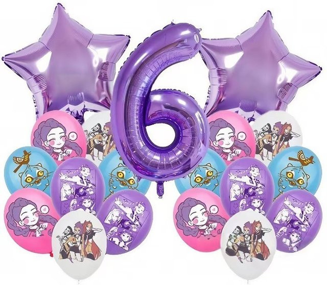 Hasbro Lila Nummer 6 Geburtstagsballon-Set, Party-Dekoration, Folien-Sternballons, Latexballons - Bild 1