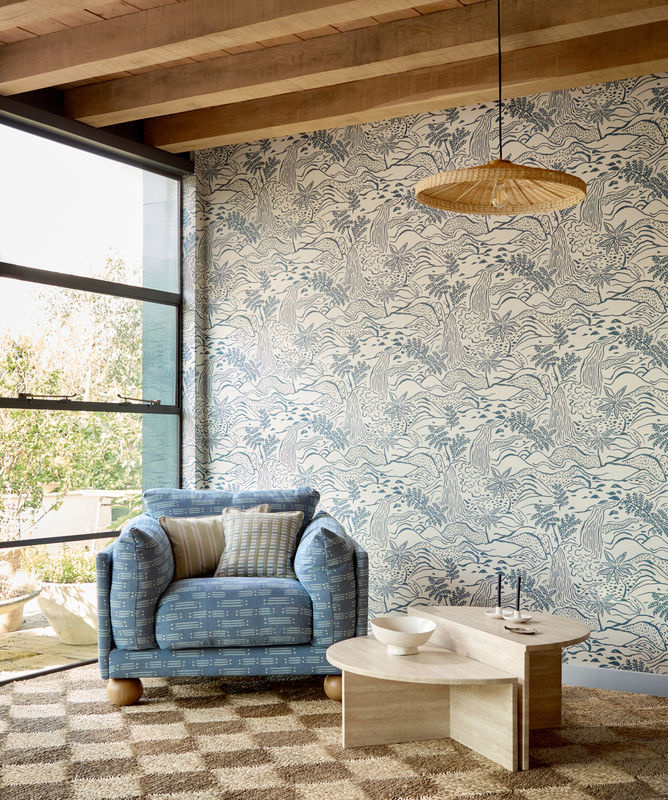 Scion Tapete Falling Foss in Midnight Blue mit botanischem Naturmotiv und floralem Design - Bild 2