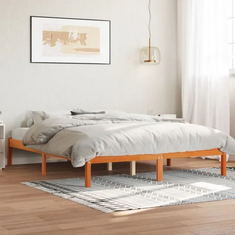 Massivholzbett Vidaxl aus Kiefer in Braun im Landhaus- und Skandinavischen Stil, B/T/H: 150 x 200 cm - Bild 1