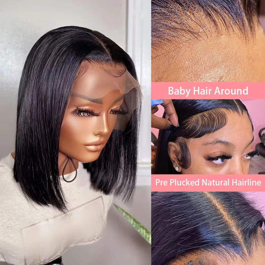 Sooolavely Perücke Kurzer Bob, glattes brasilianisches Remy-Echthaar, Damen - Bild 2