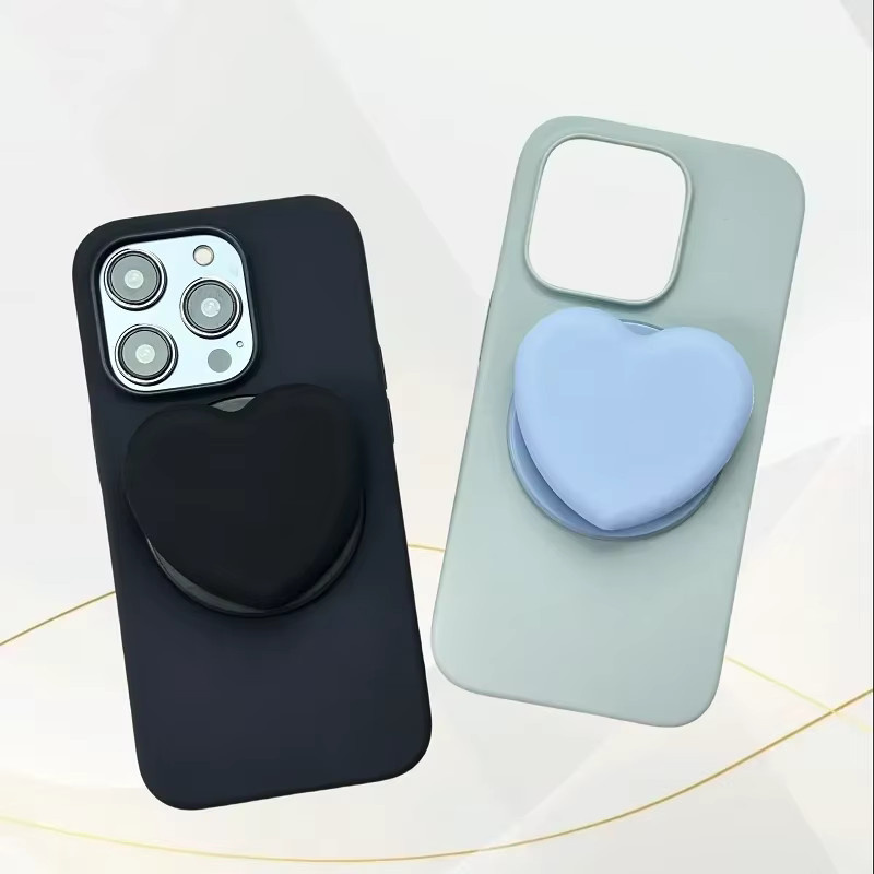 Magnetische Silikon-Liebesherz-Halterung im koreanischen Simple Style für iPhone 17 Pro Max und Samsung faltbare Smartphones, Rot/Mehrfarbig - Bild 2