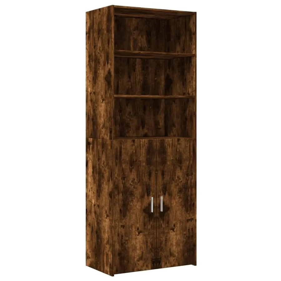 vidaXL Highboard in Räuchereiche, modernes Wandregal mit Türen und offenen Ablagefächern, Braun, B: 70 cm, T: 42,5 cm, H: 185 cm - Bild 2