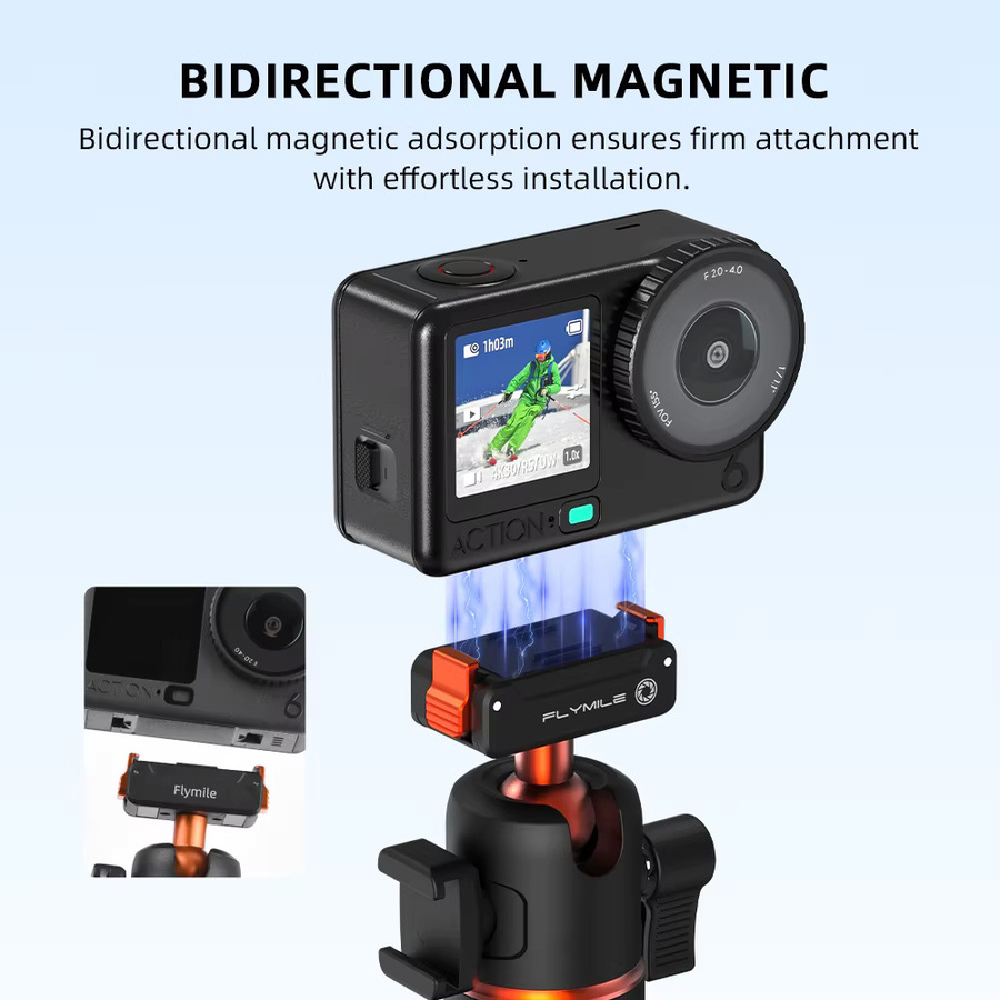 Flymile Magnetisches Schnellwechselstativ für DJI Osmo Action 6 und Nano in Schwarz - Bild 3