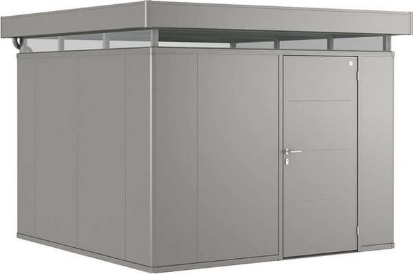 Biohort Metall-Gerätehaus CasaNova mit Einzeltür und Flachdach in Quarzgrau-Metallic, B: 250 cm, T: 215 cm, H: 125 cm