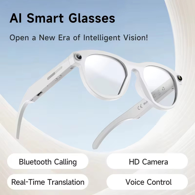Lenovo HOT1600W KI-Smartbrille mit HD-Videoaufnahme, Echtzeit-Übersetzung und WLAN-Übertragung in Schwarz oder Weiß - Bild 3