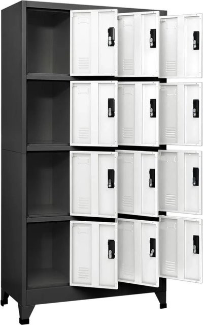 vidaXL Schließfachschrank aus Stahl in Anthrazit und Weiß, Modell 3 mit Schloss für Büro und Schule, B/T/H: 90 x 45 x 180 cm - Bild 1