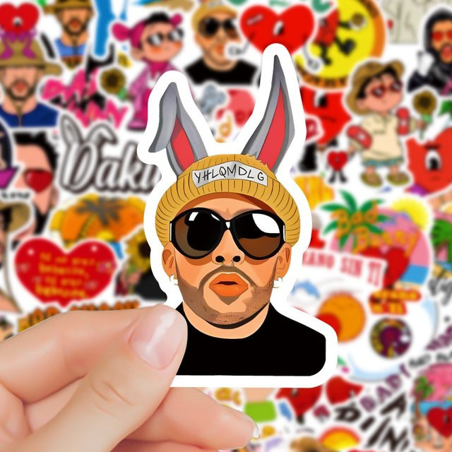 Bad Bunny Aufkleber, Cartoon Graffiti Sticker, 50-teiliges Set, multicolour - Bild 1