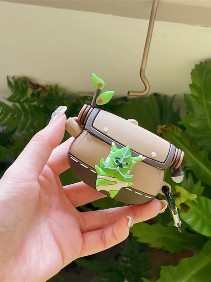 Niedliche Zelda Tears of the Kingdom Yahaha Koroks Kopfhörer Hülle für AirPods 1 2 3 und AirPods Pro 2, Farbe: Braun - Bild 4
