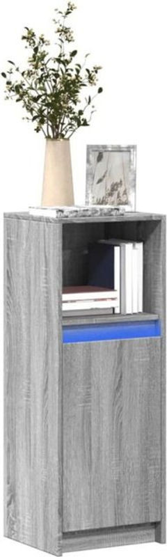 Modernes LED-Sideboard Vidaxl aus Holzwerkstoff in Grau, B/T/H: 38 x 34 x 100 cm - Bild 1