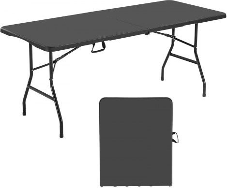 VEVOR Klapptisch rechteckig aus HDPE und Kohlenstoffstahl in Schwarz für Garten, Indoor und Outdoor - Bild 1