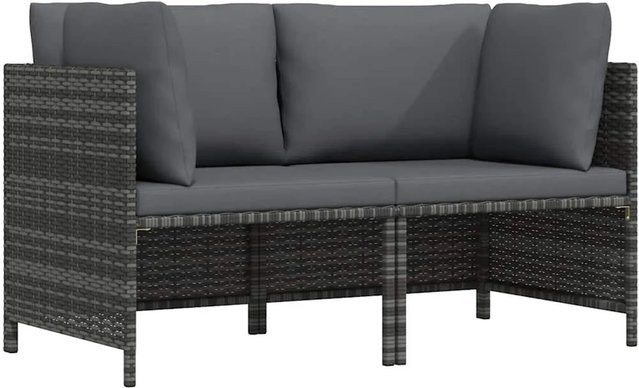 vidaXL 2-Sitzer-Gartensofa aus Poly Rattan mit Polstern in Anthrazit/Grau - Bild 1