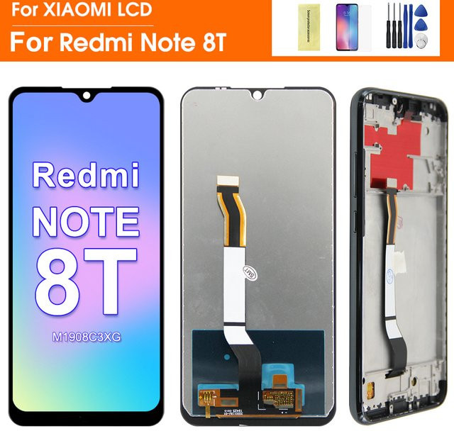 Xiaomi Redmi Note 8T LCD Display mit Touchscreen Digitizer und Rahmen in Schwarz als Ersatzteil für das Modell M1908C3XG - Bild 1
