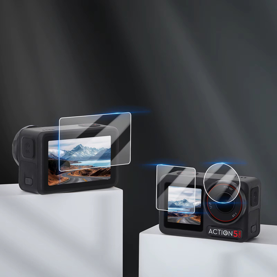DJI OSMO ACTION 5PRO Schutzfolien-Set: Gehärtete Displayfolie und Objektivschutzfolie in Transparent - Bild 1
