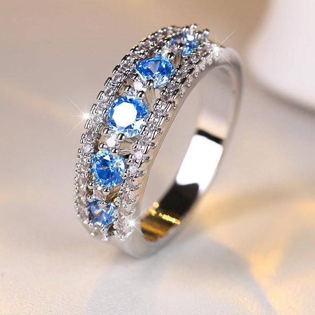 Bamos Ring, Silber, Zirkonia, Damen, aquablau - Bild 1