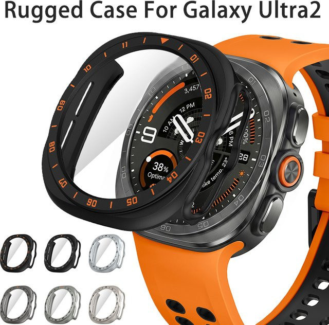 CAOWTAN Schutzhülle aus gehärtetem Glas für Samsung Galaxy Watch Ultra 2 47mm, Silber - Bild 1