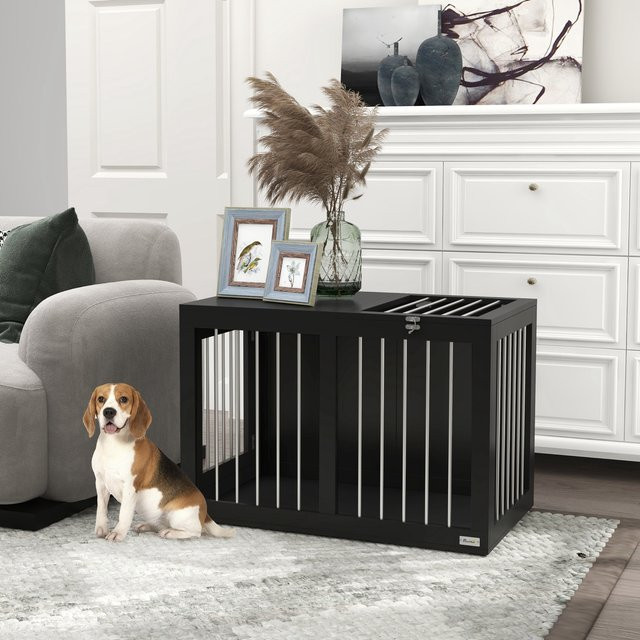 PawHut Hundekäfig als Möbelstück für mittelgroße Hunde, Grau, B/H/T: 50 x 80 x 56,5 cm - Bild 1