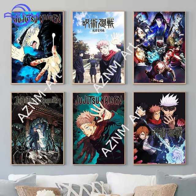 KAYOU Jujutsu Kaisen Anime Leinwandbild Gojo Satoru Ästhetische Wandkunst Illustration in Mehrfarbig - Bild 1