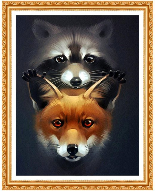 FIYO Diamond Painting Set Fuchs Motiv in Schwarz und Multicolour, DIY Kreuzstich Kit für Erwachsene, B/H: 30 x 20 cm - Bild 1
