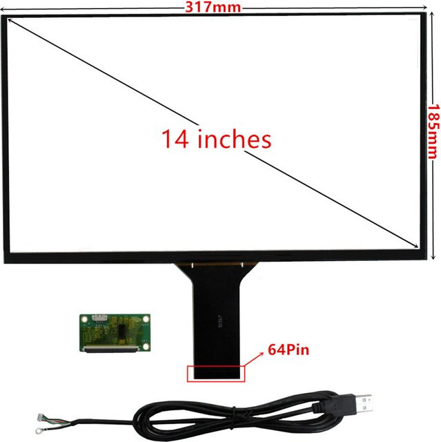 Heyman Universelles kapazitives Multitouch-Digitalisierer-Touchscreen-Glas mit 14 Zoll und USB-Treiberplatine Konverter - Bild 1