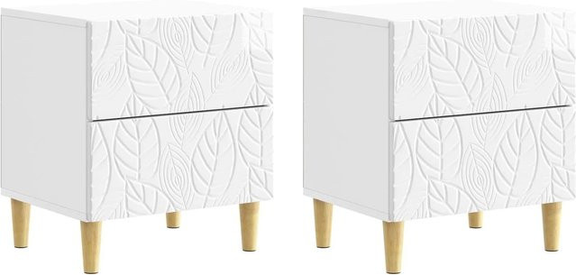 vidaXL Nachttisch Set 2 Stück in Hochglanz Weiß, modern, B/T/H: 43 x 34,5 x 48 cm - Bild 1