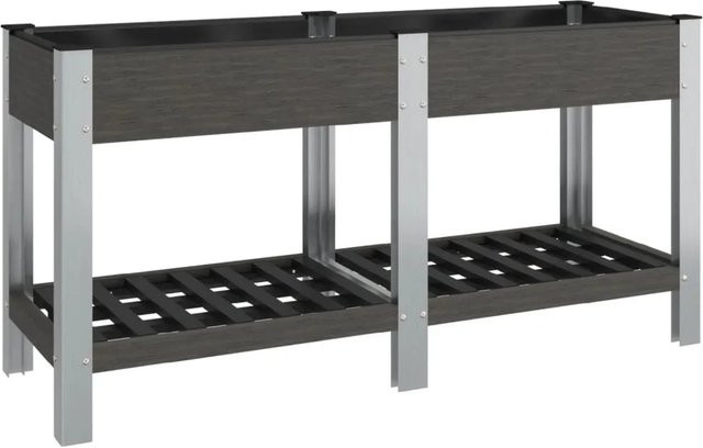 furnicato Garten-Hochbeet aus WPC mit Ablage, Grau, B/T/H: 150 x 50 x 75 cm - Bild 1