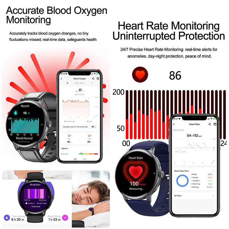 OUIO Smartwatch, Edelstahl, Schwarz, Unisex - Bild 2