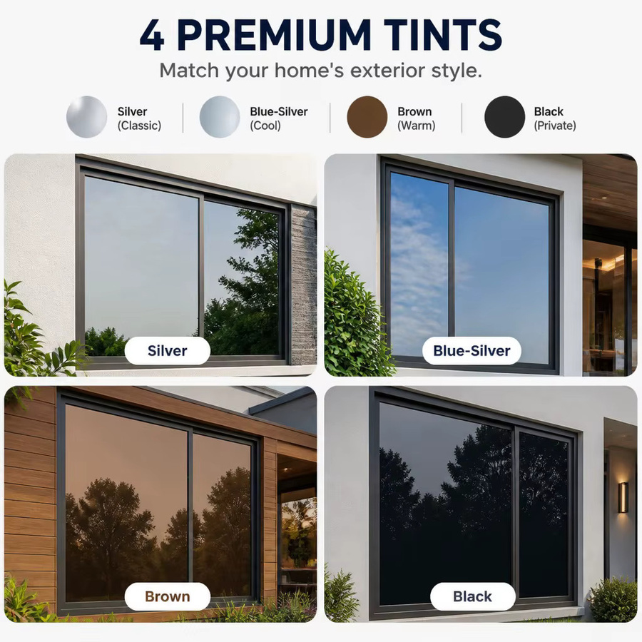 AFDB Selbstklebende Einweg-Spiegelfolie als Sonnenschutz und UV-Blocker in Silber und Blau für Fenster und Glastüren - Bild 2