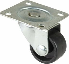 BS Lenkrolle F25 mit Platte aus Kunststoff und verzinktem Stahl, Durchmesser: 25 mm, Breite: 14 mm, Tragkraft: 15 kg, Farbe: Schwarz/Silber - Bild 1