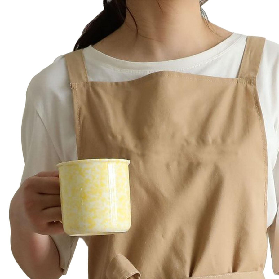 KONNWEI Kochschürze aus Baumwolle mit bestickten Buchstaben, wasser- und ölabweisend mit Taschen, Farbe: Khaki - Bild 2