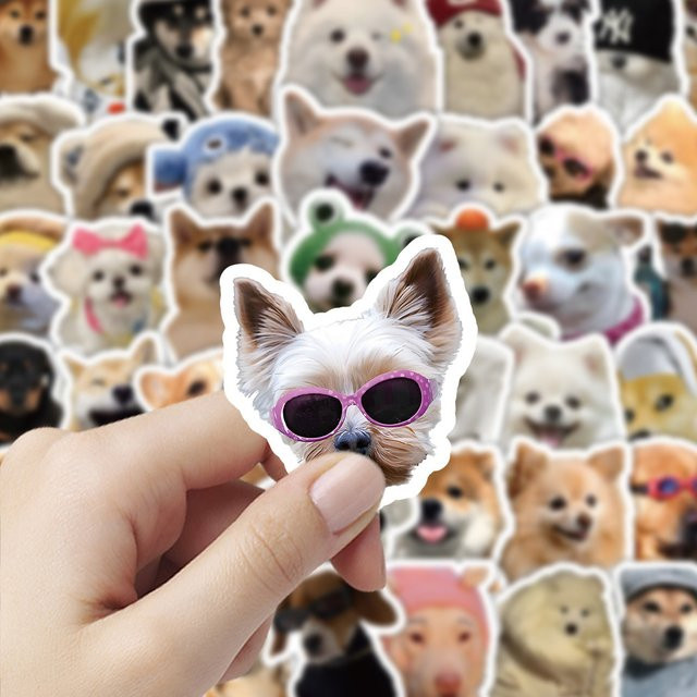 Realistisches Welpen-Aufkleber-Set mit 100 Stück in Multicolor für deine Fotodekoration - Bild 1