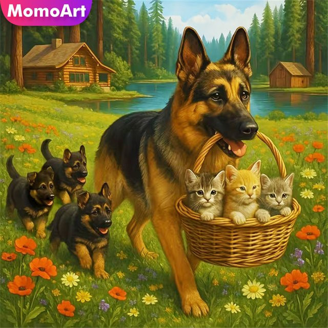 Momoart DIY Diamant Mosaik Hund und Katze Set mit Acryl Steinen in Mehrfarbig - Bild 1