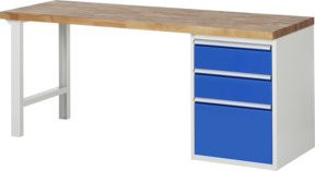 Rau Werkbank 7507A1 mit 3 Schubladen, Mehrfarbig, B/T/H: 200 x 70 x 89 cm - Bild 1