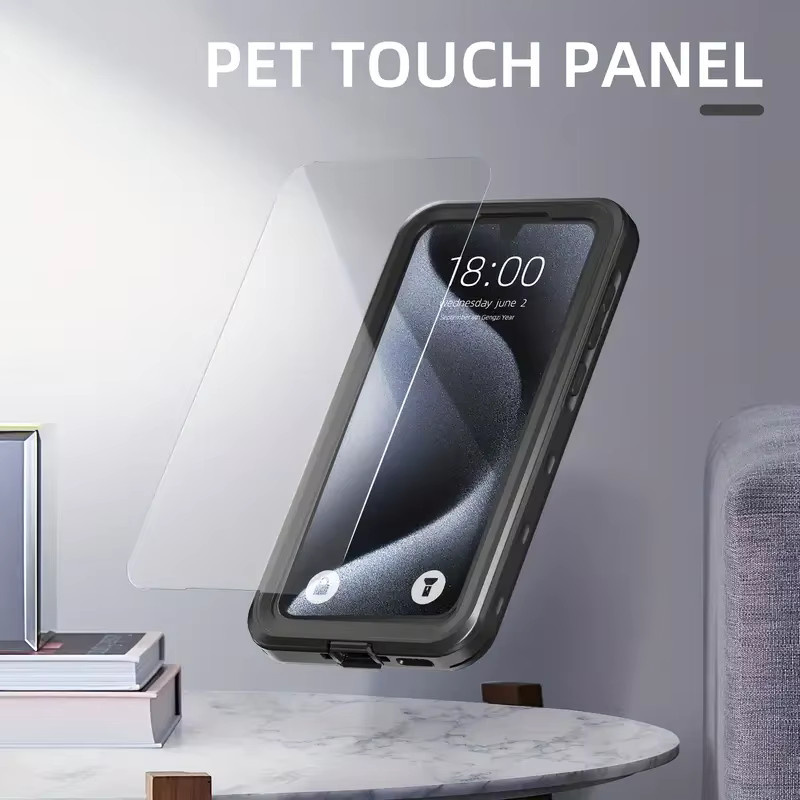 Shellbox IP68 wasserdichte Hülle für Samsung Galaxy A55, A56, A16 und A54 mit Lanyard für Outdoor, Schwimmen und Tauchen, Ganzkörperschutz, Schwarz - Bild 5