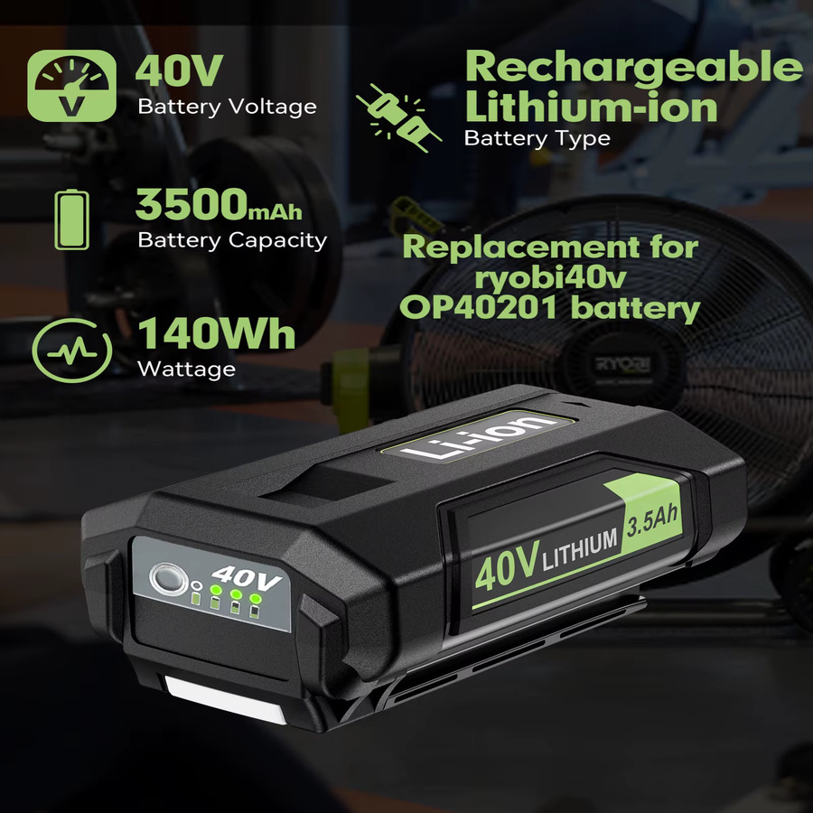 Turpow Ersatzbatterie Li-Ion 40V 3500mAh Schwarz kompatibel für Roybi OP40201 Power Tool Akku - Bild 3