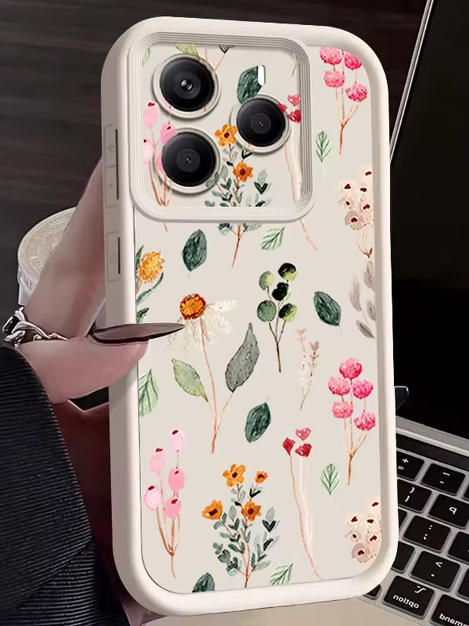Stoßfeste Silikon Handyhülle mit Blumenmuster für Xiaomi Redmi Note 14 13 Pro 4G und Note 13 14 Pro Plus 5G in Weiß und Multicolour - Bild 5